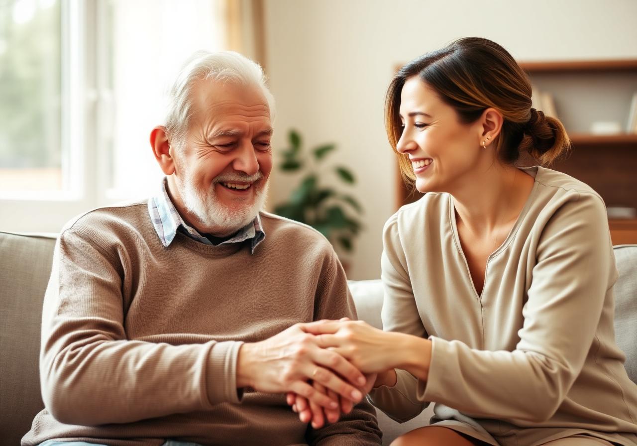Doctor warmly accompanying an elderly person